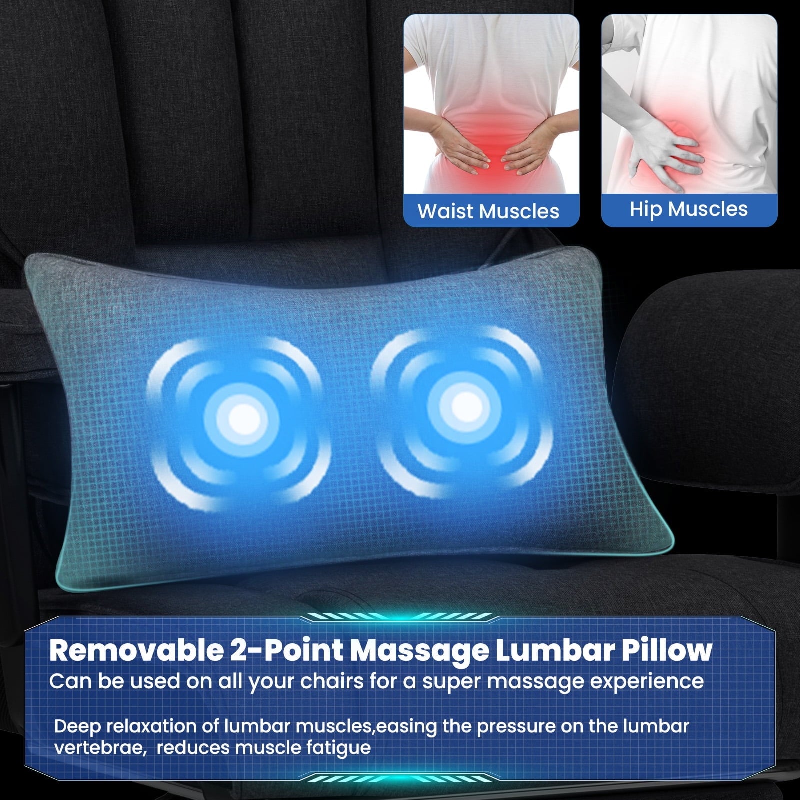 Hoffree Big and Tall Fabric Office Chair 450lbs, Executive Desk Chair with Massage Ergonomic  Computer Chair with Footrest Reclining Desk Office Chair with Lumbar Support for Home Office