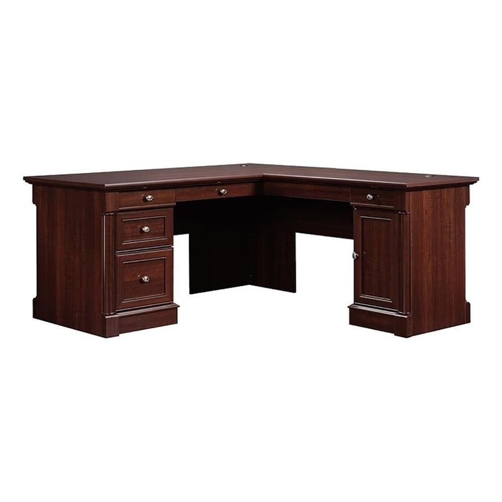 Bowery Hill Traditional L-Shaped Wood Computer Desk in Cherry