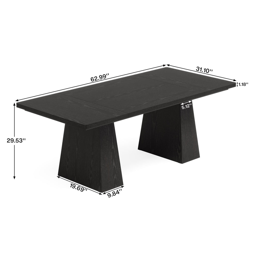 Tribesigns 63" Executive Desk, Modern Office Computer Desk with Double Pedestal, Large Simple Workstations Writing Table Conference Table for Home Office, Black