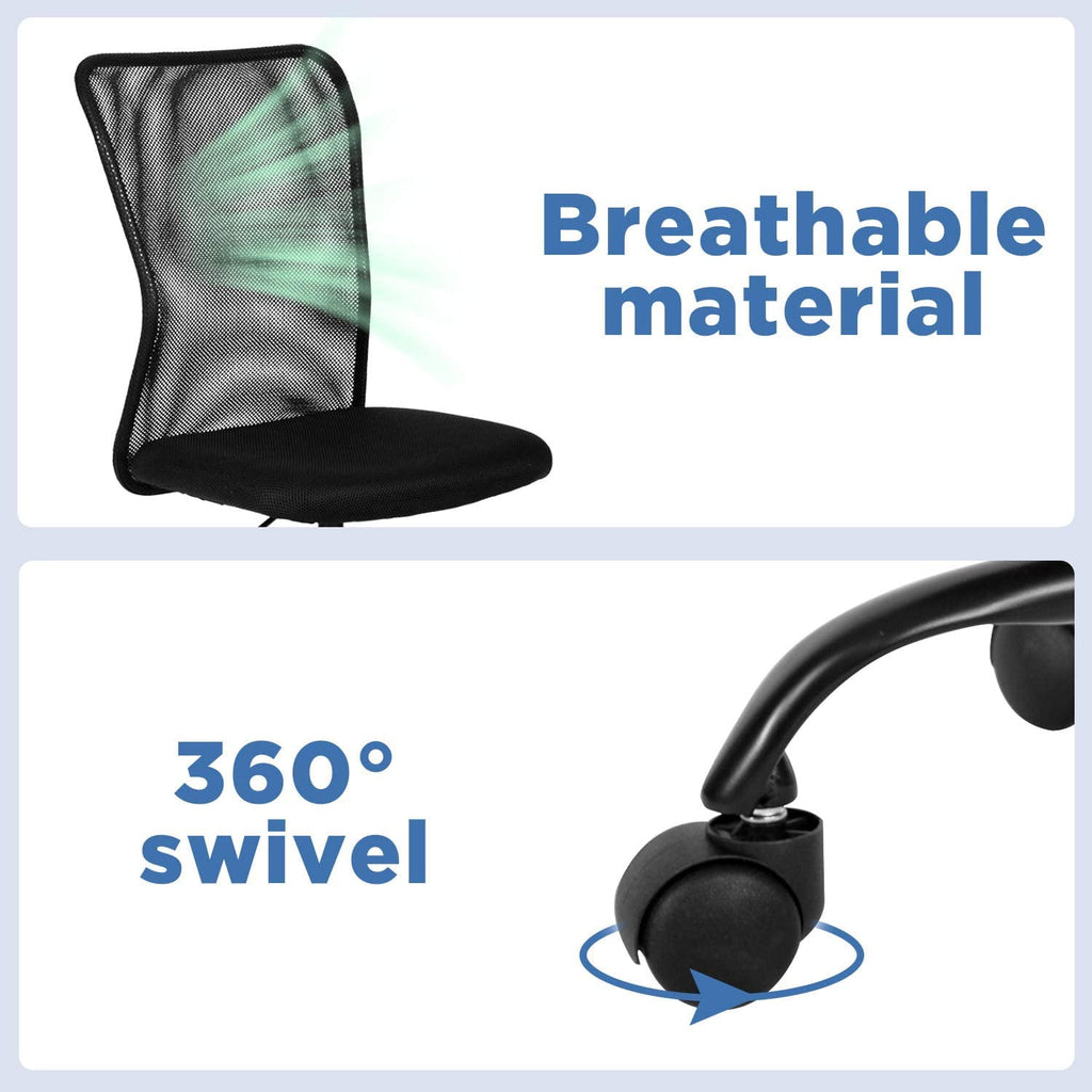 FDW Ergonomic Office Chair, Mesh, Mid-Back, Swivel Rolling for Men, Women(Black)