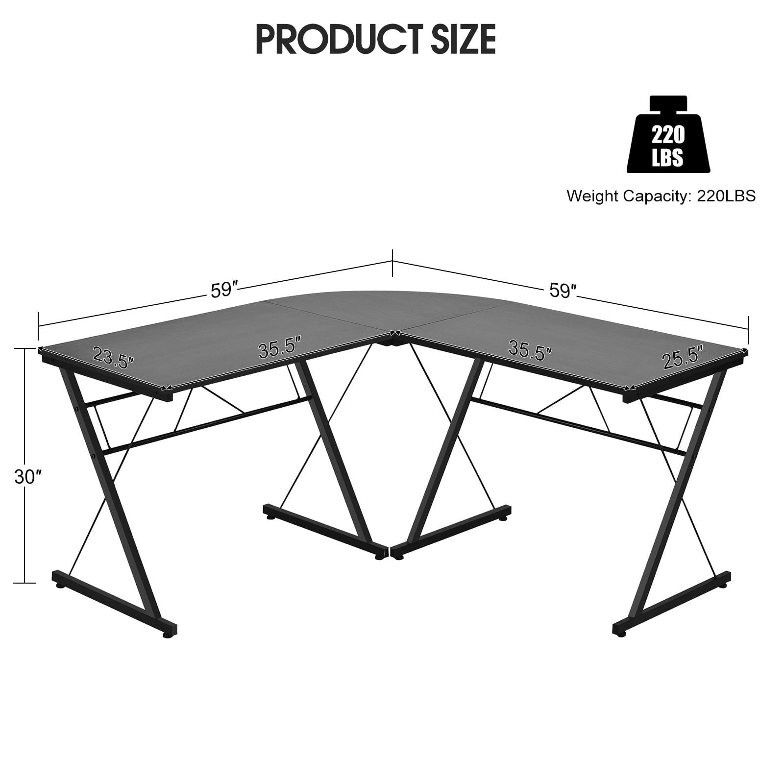 Giantex L-Shaped Computer Desk, Writing Desk Workstation w/Round Edge, Modern PC Laptop Computer Table for Home Office, Black