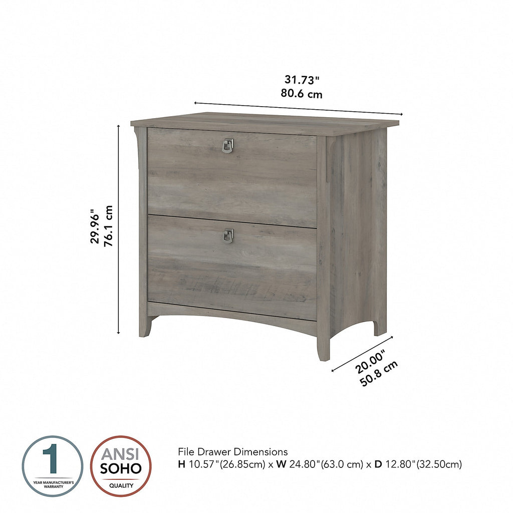 Bush Furniture Salinas Lateral File Cabinet, 2 Drawer, Driftwood Gray