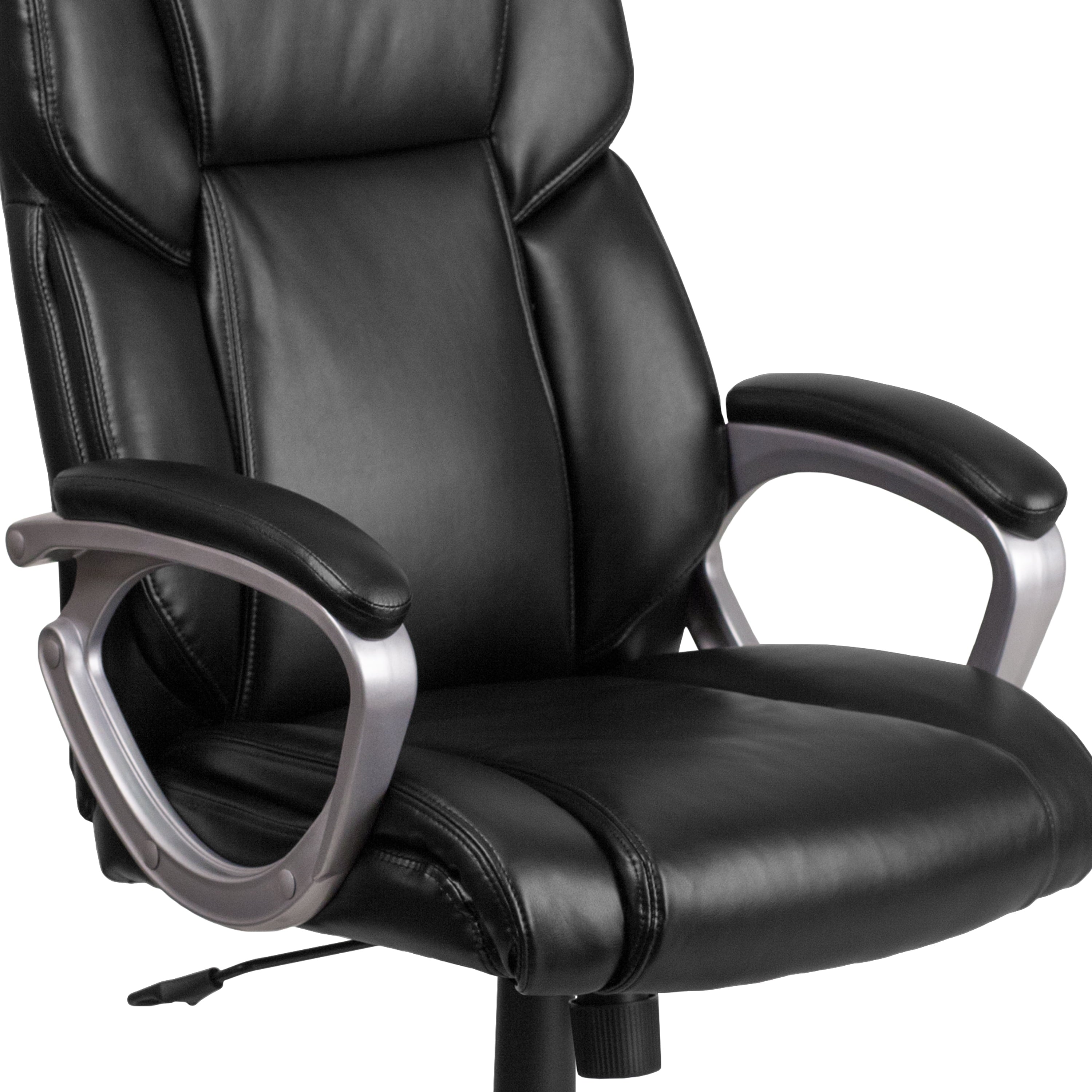 Emma + Oliver Mid-Back Black LeatherSoft Executive Swivel Office Chair with Padded Arms