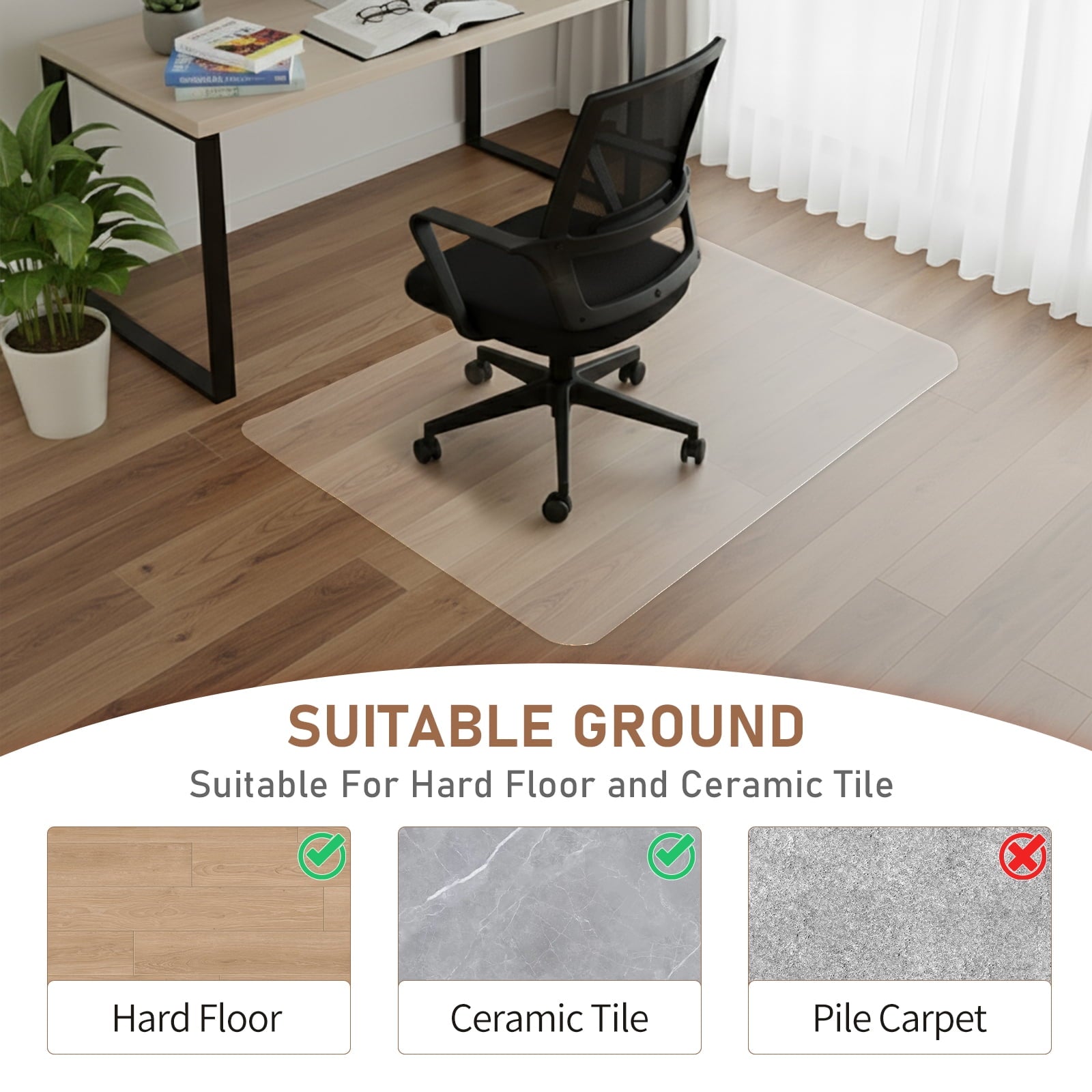 Ktaxon 30" x 48" Home Office Chair Mat Rectangular, Hard Floor Protector Mat