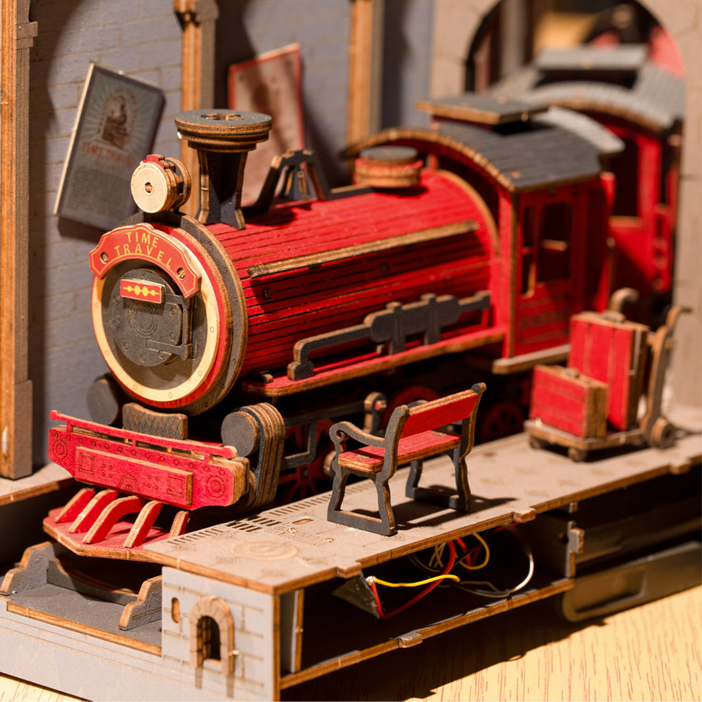 Rolife Book Nook Kit DIY 3D Wooden Puzzles Dollhouse Bookshelf Insert Diorama Decor Personalized Assembled Bookends with LED Light for Teens Adults