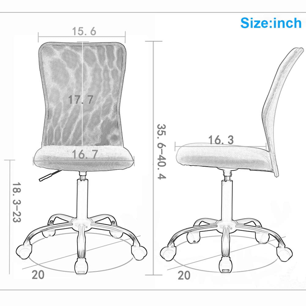 YRLLENSDAN Indoor Mid Back 360 Degree Swivel and Lumber Support Computer Desk Chair, White