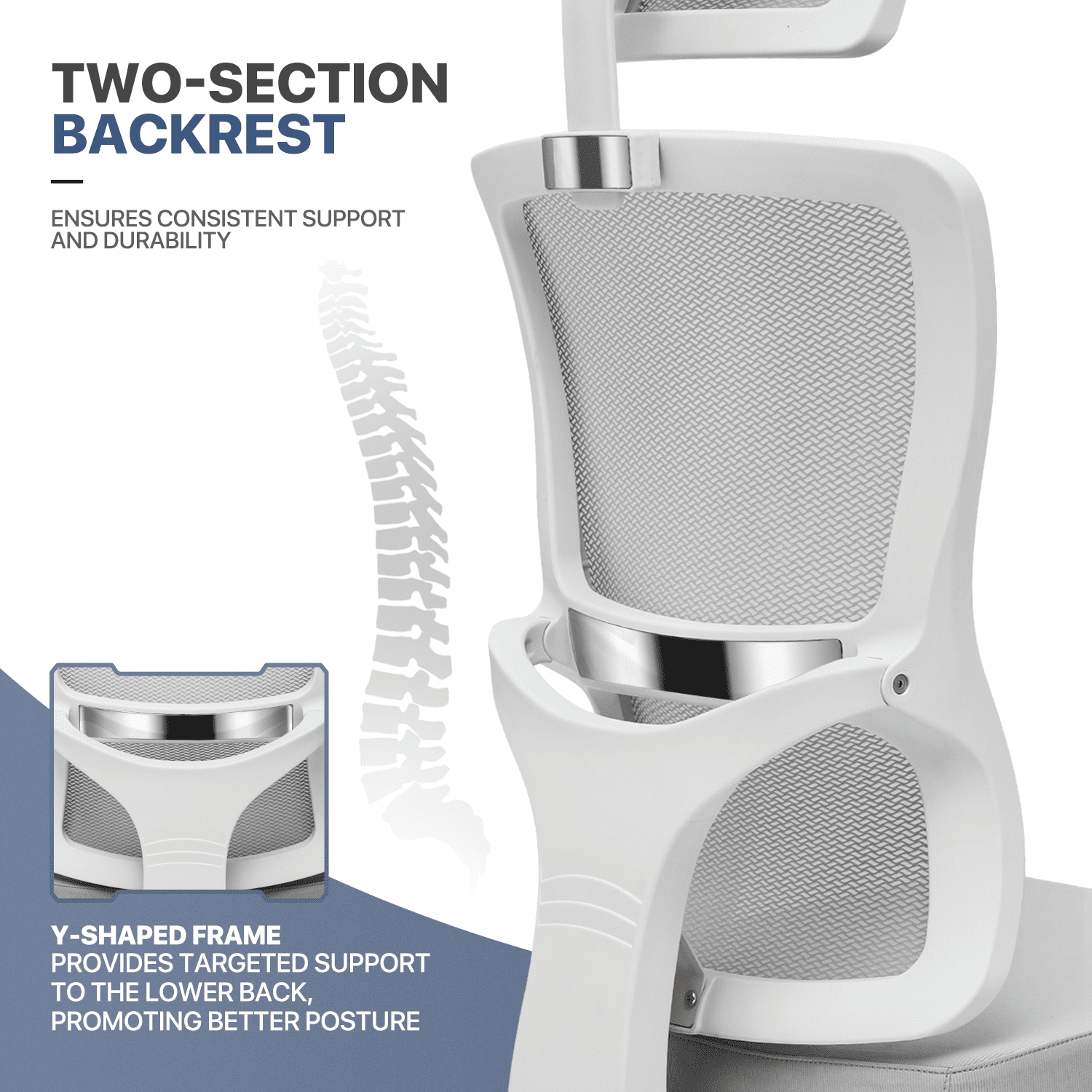 MoNiBloom Ergonomic Task Office Chair, Adjustable High Back Swivel Computer Desk Chair with Headrest & Armrest for Office, Grey